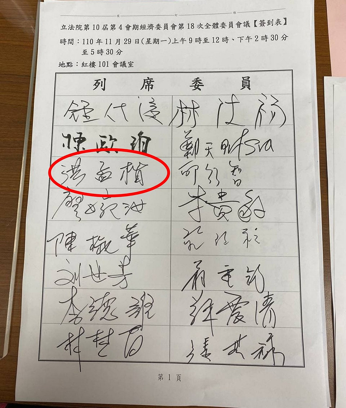 洪申翰質疑洪孟楷到立法院委員會。 圖：洪申翰提供