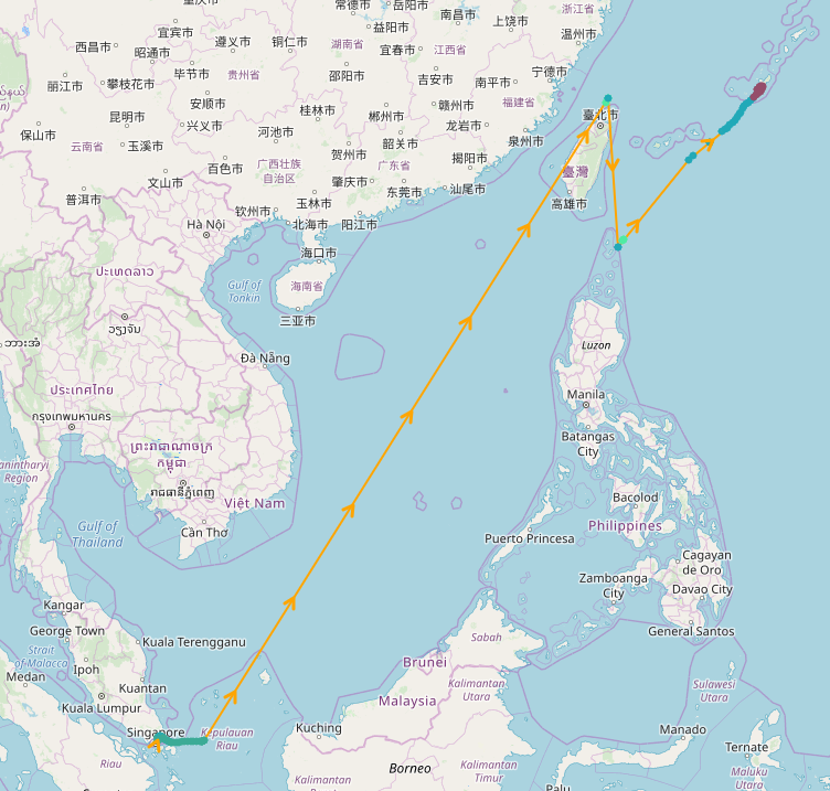 美國海軍2019 年就曾派 P-8A 繞台一圈。 圖：翻攝自 ADS-B Exchange