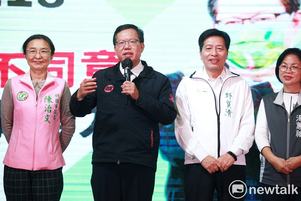 鄭文燦宣講公投４個不同意，批評國民黨提４大公投案是被戰鬥藍、極端派綁架。 圖：林昀真／攝