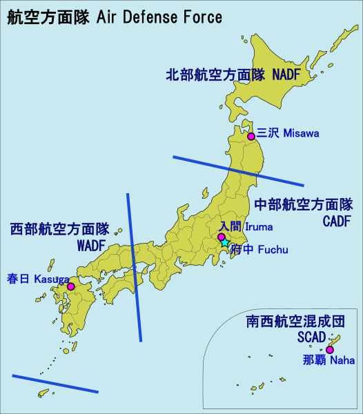 日本航空自衛隊基地圖。 圖 : 翻攝自日本自衛隊