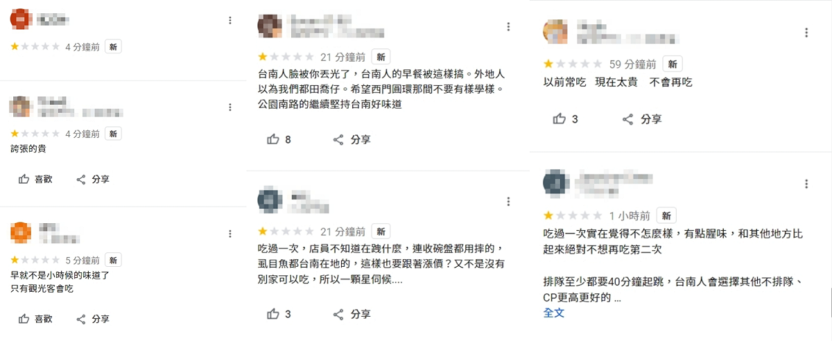 阿堂鹹粥遭民眾於Google狂洗1星評論。 圖：擷取自「阿堂鹹粥」Google評論