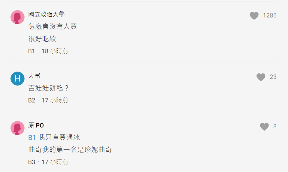 有網友表示古娃娃的產品很好吃。 圖：翻攝自Dcard