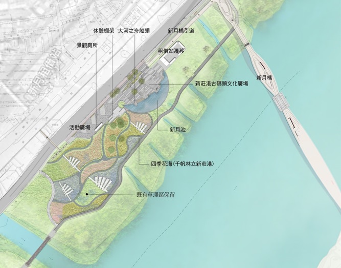 「大河之舟」模擬平面圖。 圖：新北市水利局提供