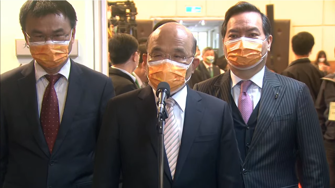 行政院長蘇貞昌今（14）日上午出席第二屆國家農業科學獎頒獎典禮前受訪。 圖：擷自直播畫面
