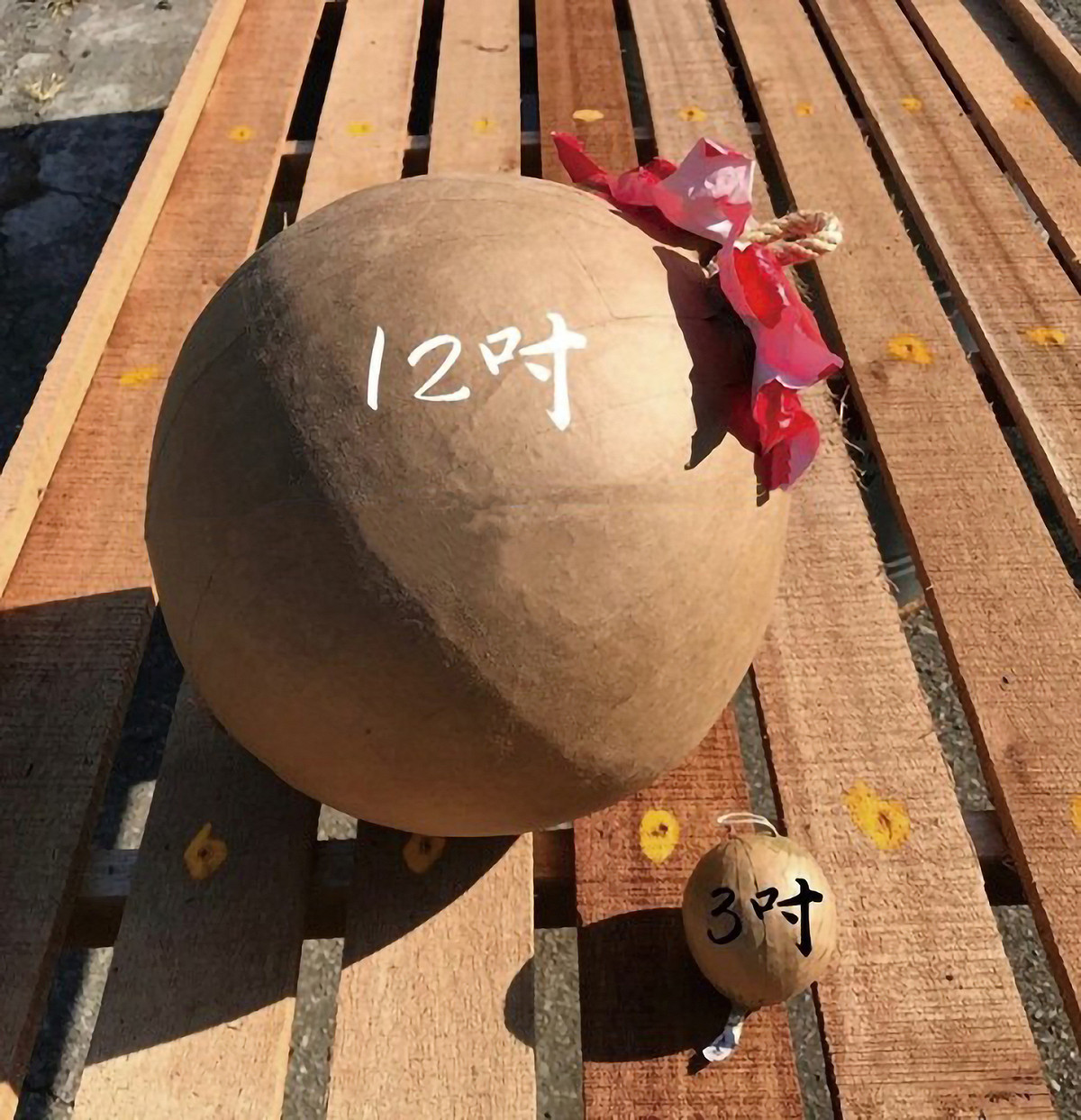 這次高空煙火彈是市府委託專業團隊與國內知名煙火大廠研製成，圖為一般規格高空彈。 圖：新北市水利局/提供