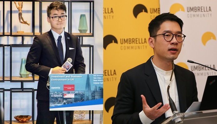 前英國駐香港領事館職員鄭文傑（左圖，翻攝自推特）與前香港立法會議員羅冠聰（右圖，翻攝自臉書），雖然都居住在英國，卻成為親共人士懸賞目標。 圖：新頭殼合成