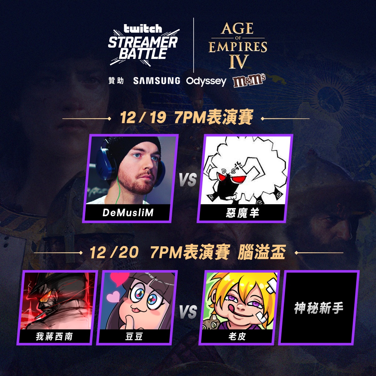 Twitch 最新實況主賽事《世紀帝國四》腦溢盃 19 至 20 日開戰 特殊「腦溢」賽制 高手過招動口不動手！ 圖：Twitch /提供