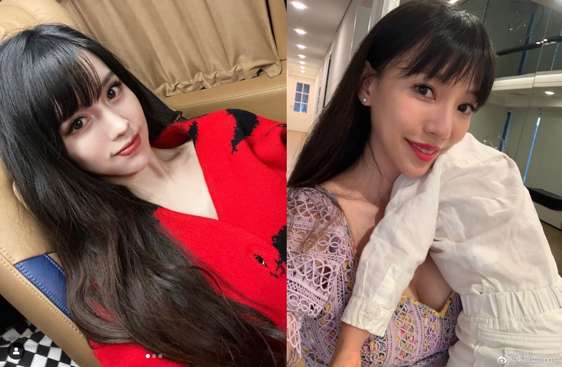 李靚蕾(右)回應BY2妹Yumi(左)報警澄清文。 圖：翻攝自李靚蕾微博／Yumi IG