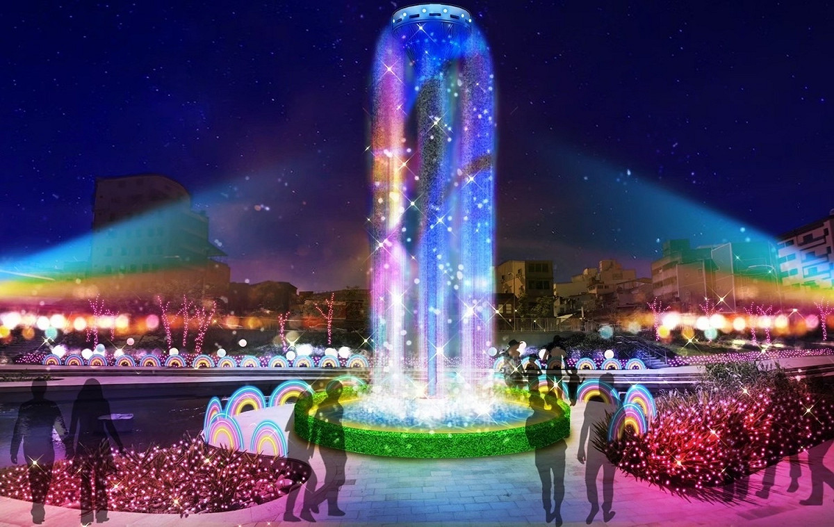 高達20公尺垂涎60尺的水水耶誕樹。 台中市政府/提供