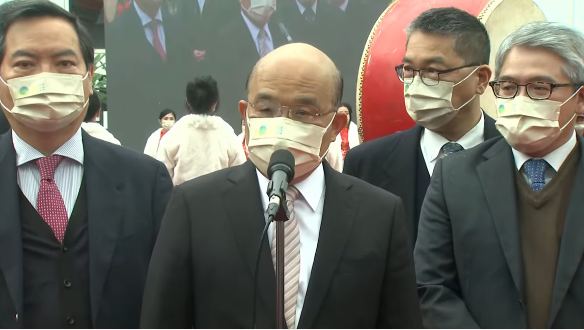 行政院長蘇貞昌今（22）天上午出席「捷運圓山站西側公辦都更案」開工動土典禮前受訪。 圖：擷自直播畫面