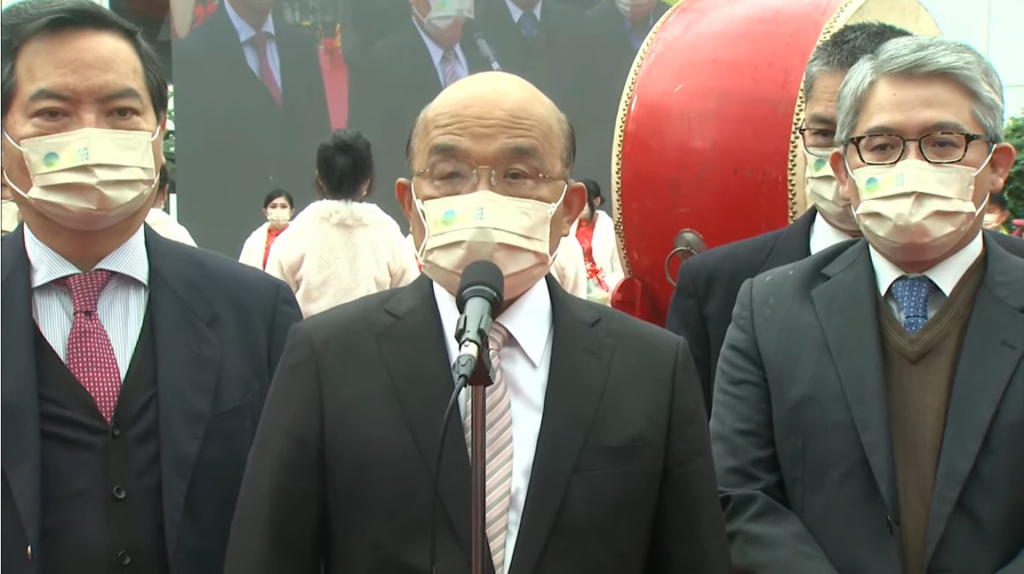行政院長蘇貞昌今（22）天上午出席「捷運圓山站西側公辦都更案」開工動土典禮前受訪。 圖：擷自直播畫面