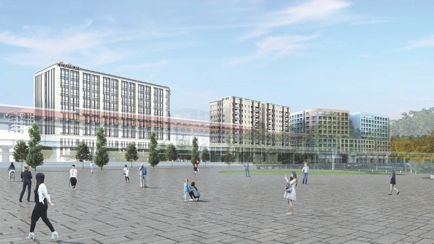 「台北市捷運圓山站西側地區公辦都更案」為國家住宅及都市更新中心成立以來，第一個招商成功並開工動土的公辦都更案。圖為全區示意圖。 圖：內政部提供