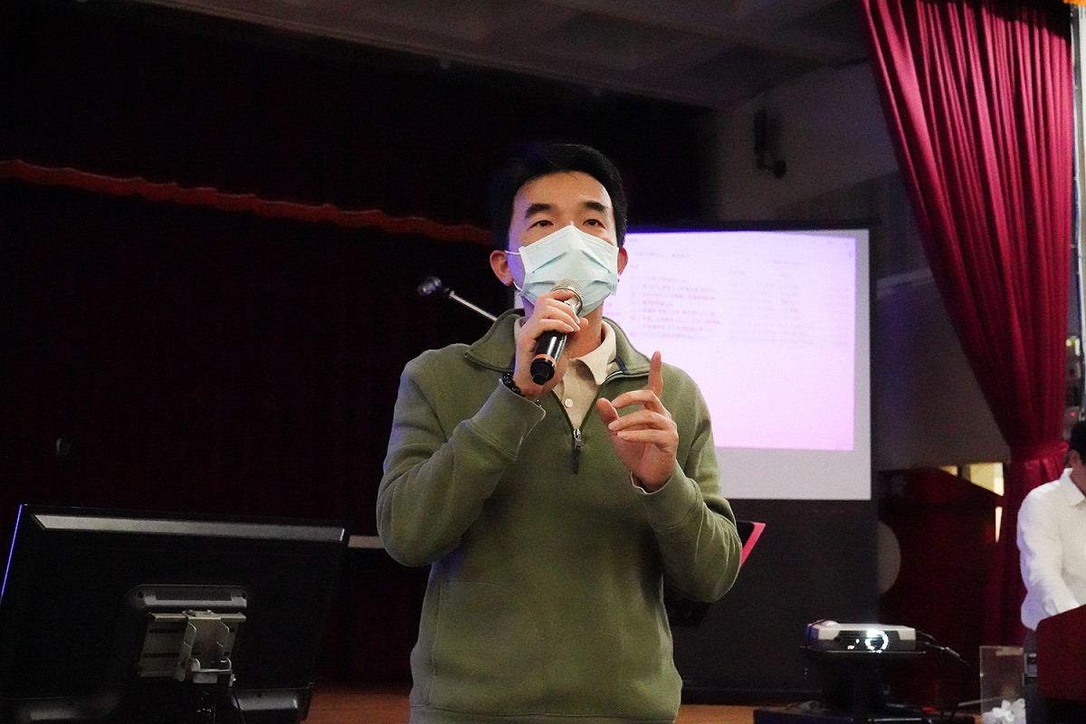 林口區長藍品畯與大家分享幸福轉運讚創辦歷程。 圖：林口區公所提供