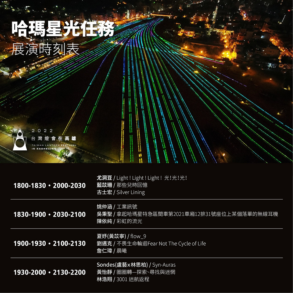 「哈瑪星光任務」展演時刻表。 圖:高雄市政府提供
