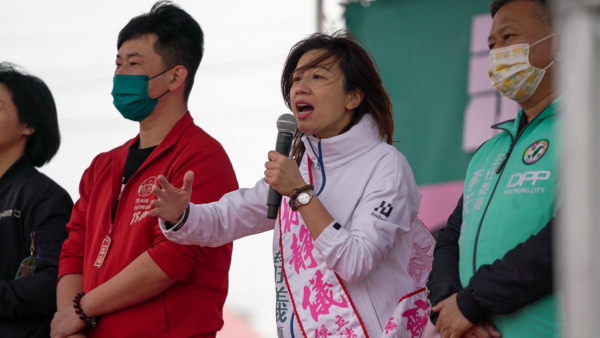 民進黨立委候選人林靜儀今上午在龍井舉辦造勢。 林靜儀競選總部/提供