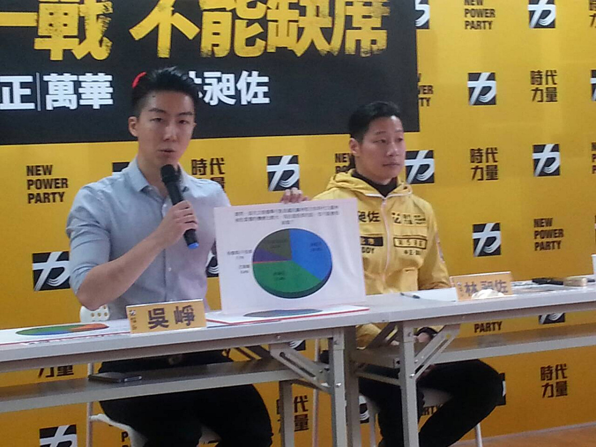時代力量中正萬華區立委候選人林昶佐（Freddy）29日下午發表最新民調，指出林昶佐支持度30.1%、該選區國民黨立委候選人林郁方的支持度則是30.4%，2人呈現拉鋸戰。 圖：楊淳卉/攝