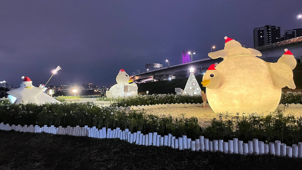 夜裡的鴨鴨也是溫馨又浪漫。 圖：新北市水利局提供