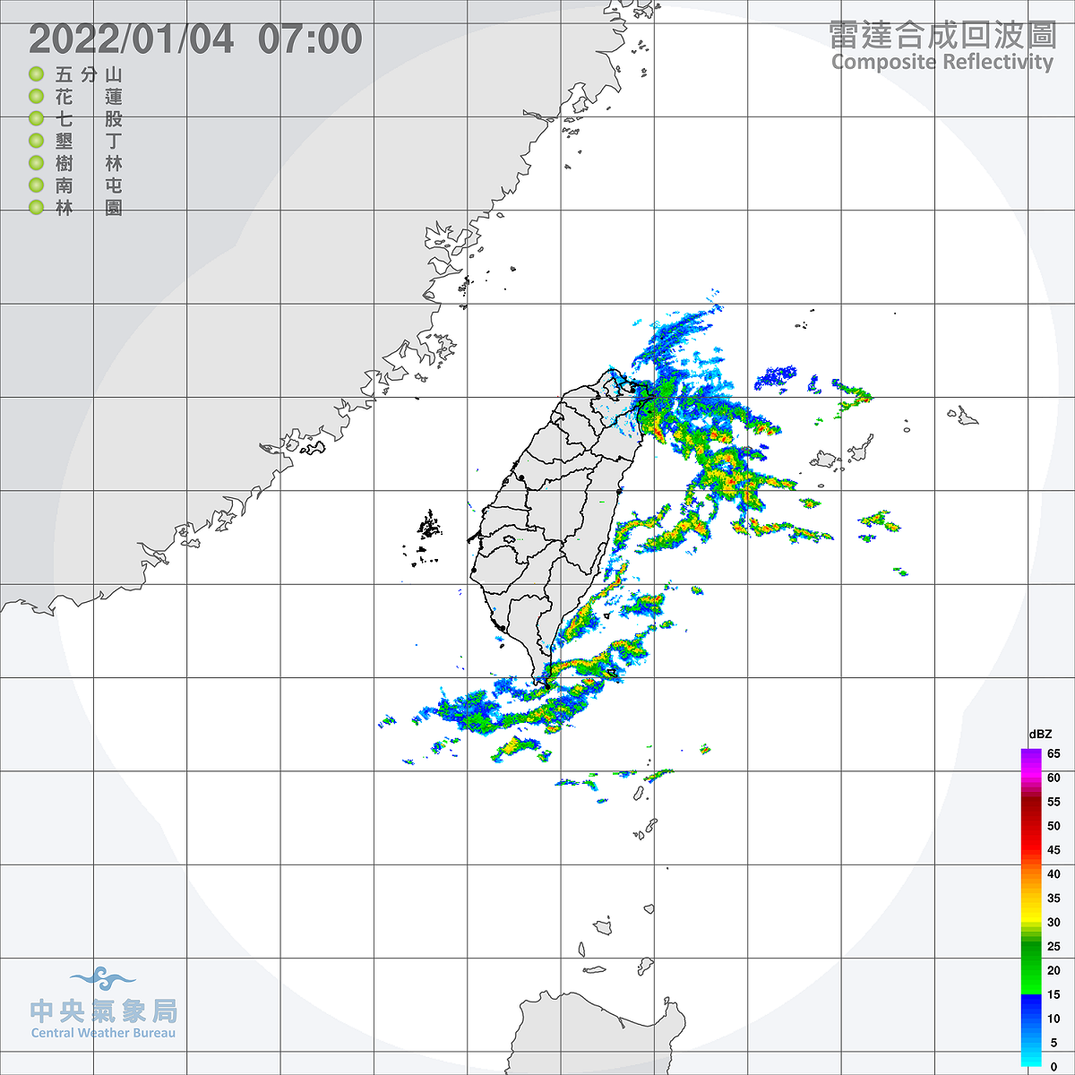 今天北部與東半部等迎風面雲量仍然偏多，有局部陣雨發生機率。 圖：中央氣象局/提供