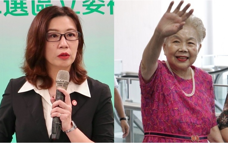 民進黨中二選區立委候選人林靜儀、台北市長柯文哲的媽媽何瑞英。 圖：林朝億、張良一／攝（新頭殼合成）