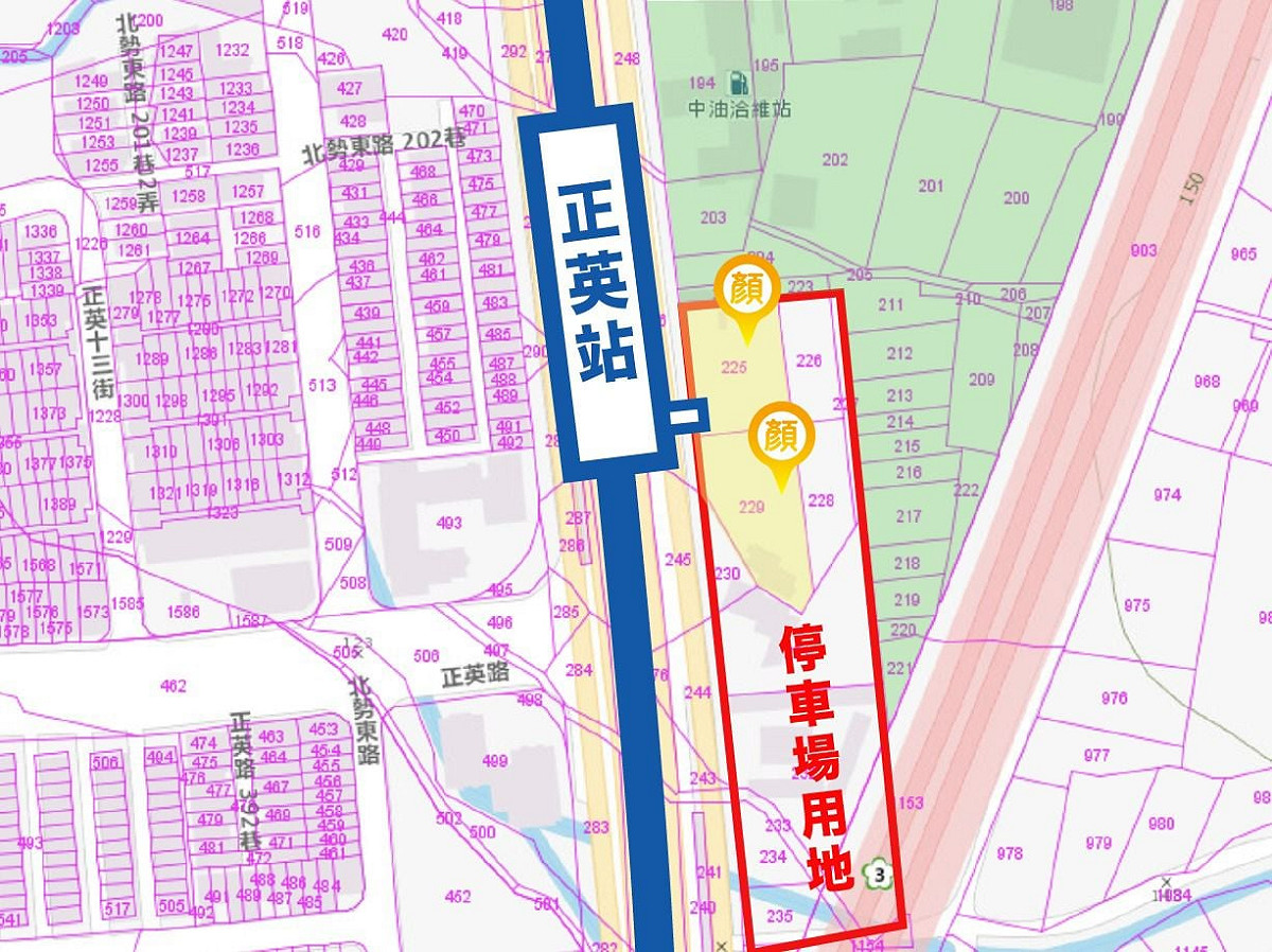 盧秀燕市府增設的「正英站」被發現捷運出口預計開在兩塊顏家的土地上。 圖：翻攝卓冠廷臉書