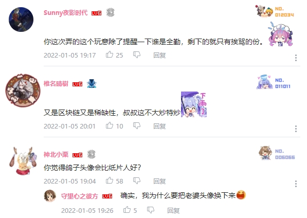 部分6級用戶不看好bilibili的NFT計畫。 圖：翻攝自bilibili