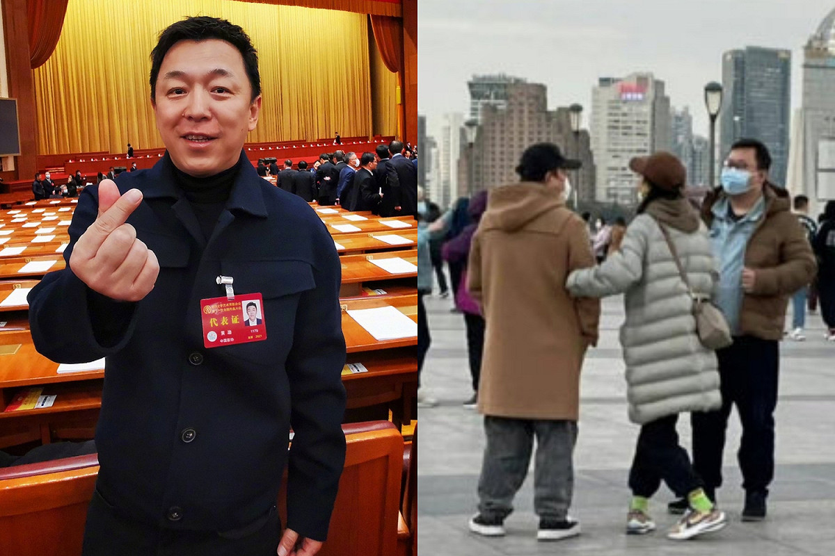 金馬影帝黃渤被直擊和陌生女子勾手逛街，互動親密。 圖：翻攝自微博