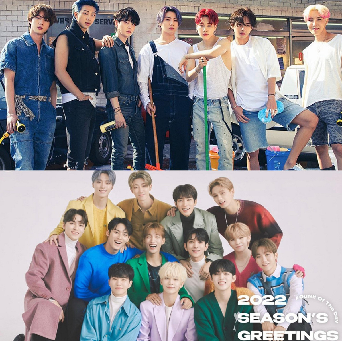 男團BTS(上)與SEVENTEEN(下)分別排在第二、三名。 圖：翻攝自IG