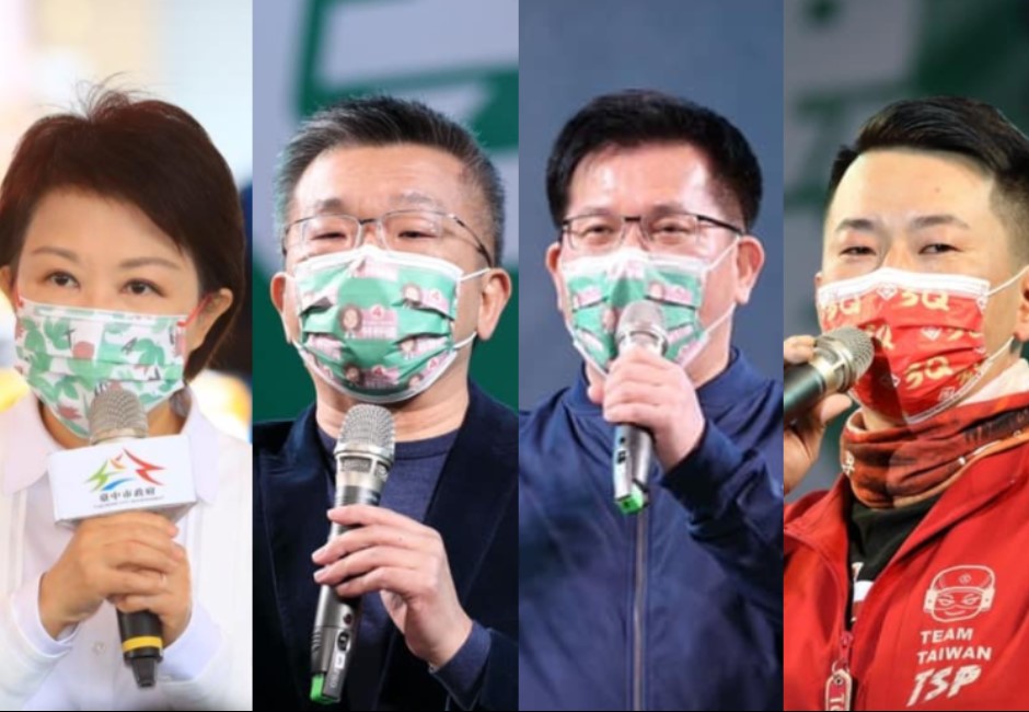 台中市長盧秀燕（左1）將爭取連任，目前民進黨台中市長高聲量的熱門潛在人選，包括前台中市長林佳龍（右2）、立法院副院長蔡其昌（左2），就連才剛被罷免的台中前立委陳柏惟（右1），也意外成為這波討論聲浪中的對象。 image source:翻攝自臉書