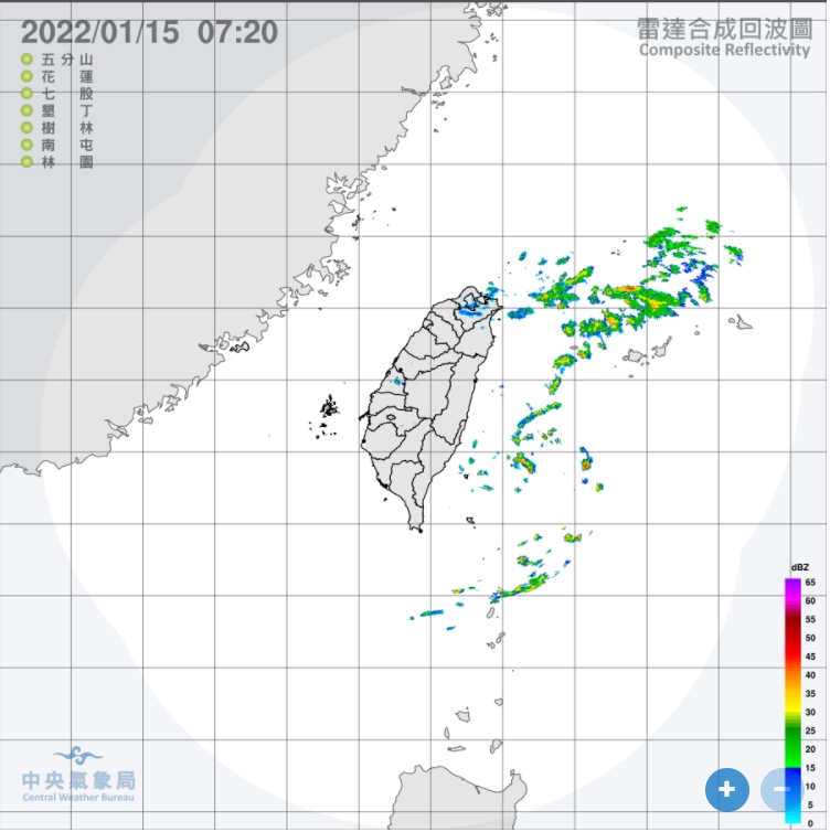 今天迎風面的大台北地區、東半部雲量較多，偶爾可能有局部短暫雨出現。 圖/中央氣象局