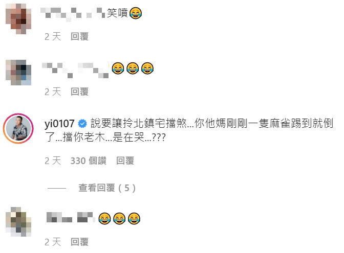 鳳梨生氣表示該石獅子麻雀一踢就倒。 圖：翻攝自鳳梨IG