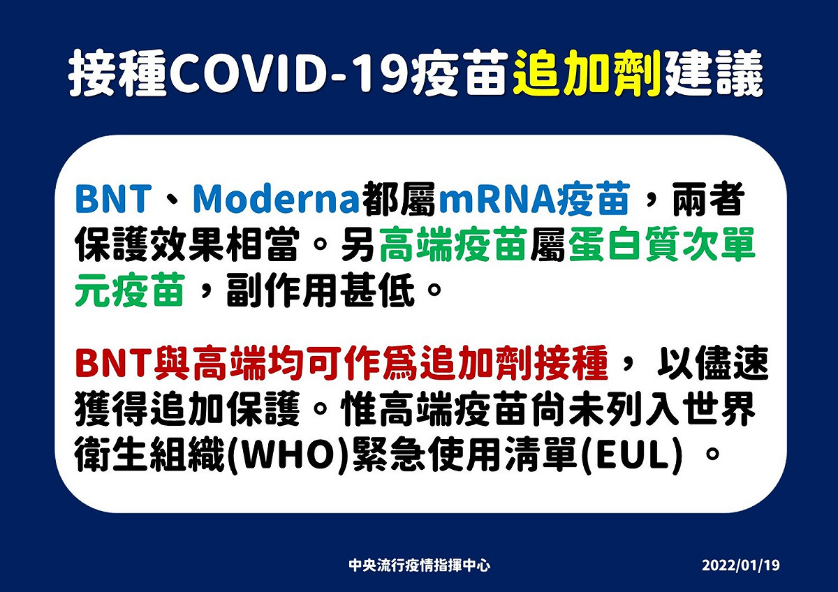 第20期追加劑建議。 圖：中央流行疫情指揮中心／提供