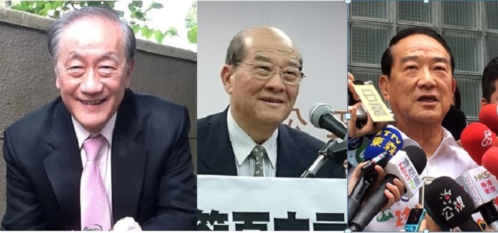 在歷次選舉中，都可發現小黨在台灣政治環境生存不易。圖為親民黨黨主席宋楚瑜、台聯黨主席黃昆輝、新黨黨主席郁慕明(由右而左)。 圖：新頭殼/郁慕明臉書合成照