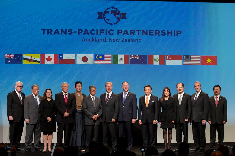 12國首長參加跨太平洋伙伴關係協定（TPP），4日在紐西蘭進行簽署儀式。 圖：翻攝基伊臉書
