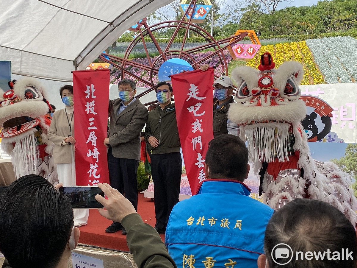 台北市長柯文哲出席北投三層崎花海開幕式活動。 圖：周煊惠 / 攝