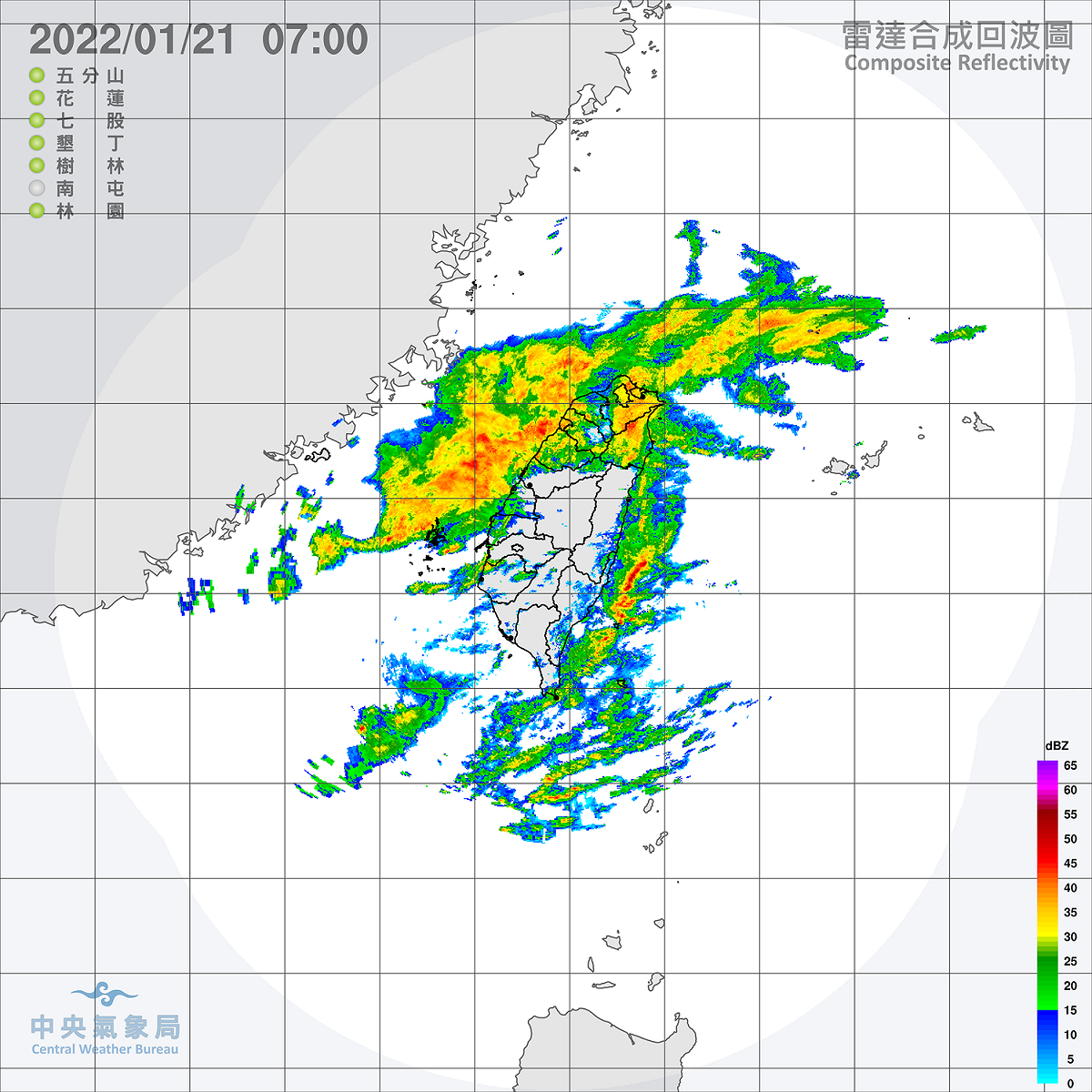 今天海面上有對流雲發展移入陸地，中部以北與東半部將有明顯降雨，南部地區也有降雨機率。 圖：中央氣象局/提供