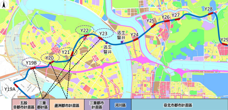 環狀線第二階段北環段行經都市計畫位置示意圖。 圖：新北市城鄉局提供