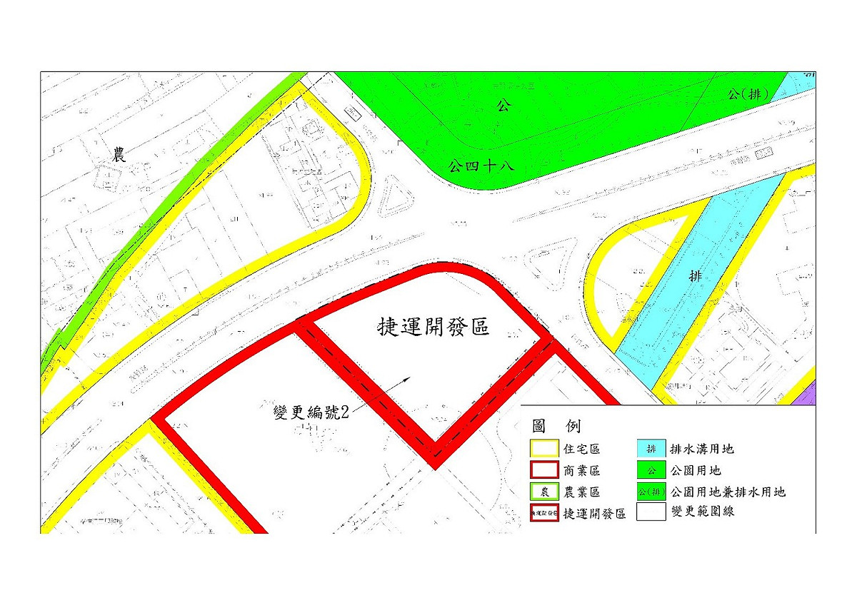 變更三重（重陽橋引道附近地區）（二重疏洪道拆遷戶安置方案）細部計畫（配合台北捷運系統環狀線第二階段）（捷運開發區容積率調整）Y22站捷運開發區示意圖。 圖：新北市城鄉局提供