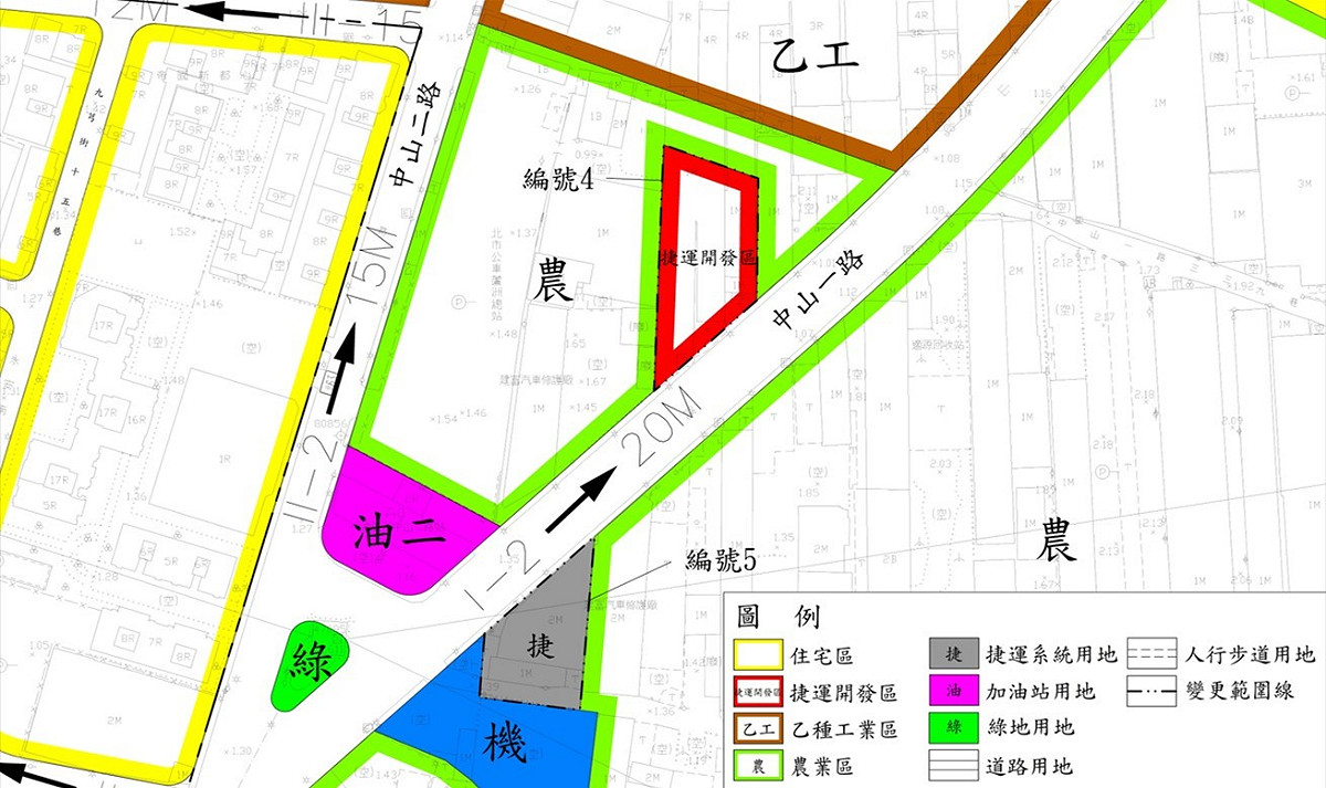 變更蘆洲都市計畫（配合台北捷運系統環狀線第二階段）細部計畫（捷運開發區容積率調整）Y20站捷運開發區示意圖。 圖：新北市城鄉局提供