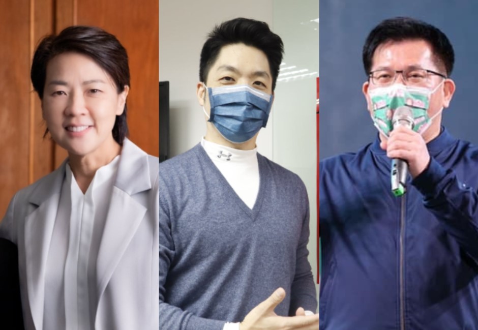 2022台北市長選舉，立委蔣萬安（中）是國民黨目前呼聲最高人選，民進黨方面中二補選建功的前交通部長林佳龍（右）傳有意參選，民眾黨則是力挺台北市副市長黃珊珊（左）參戰。 image source:組圖/翻攝自臉書