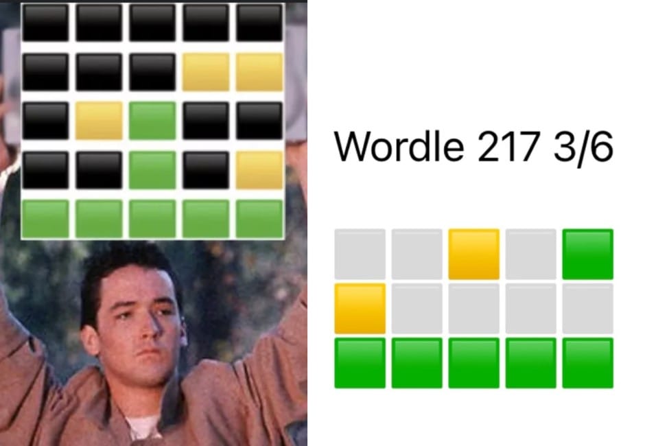 Wordle與過去填字遊戲最不同的是，結合猜數字1a2b遊戲概念，搭配「一天只能猜六次，一天只有一題」限制，讓網友躍躍欲試。 image source: 翻攝自臉書