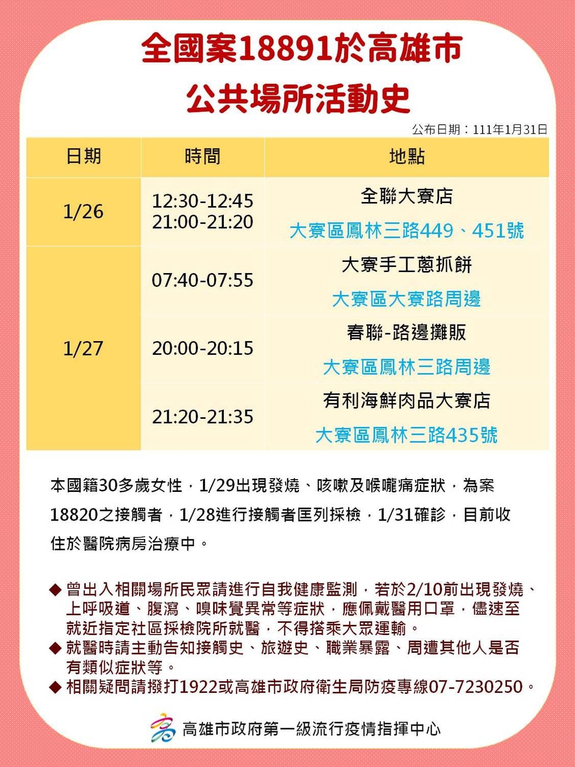 案18891足跡。 圖：高雄市衛生局提供
