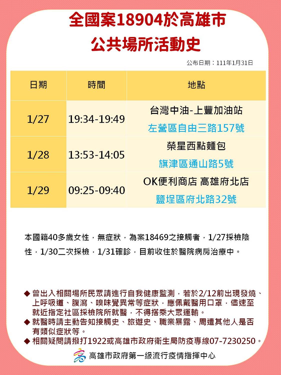 案18904足跡。 圖：高雄市衛生局提供