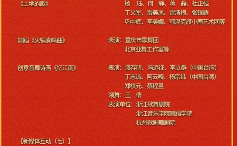 台灣5藝人春晚被冠上「中國台灣」。 圖：翻攝自央視（資料照）