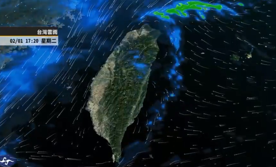 2/1台灣雲雨圖。 圖：翻攝自氣象達人彭啟明臉書