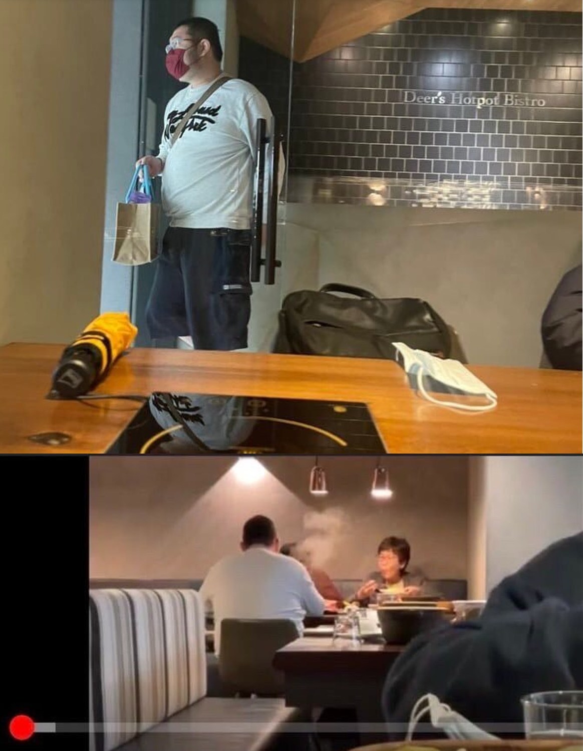 四叉貓和蔡壁如吃飯遭到偷拍。 圖：翻攝四叉貓臉書