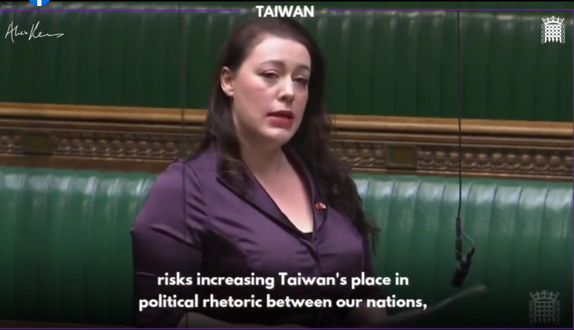 英國保守黨「中國研究小組」共同主席凱恩斯，10日主導國會下議院就與台灣關係舉行的辯論，強調台灣值得更具實質意義的互動與支持。 圖：翻攝自柯恩詩臉書影片