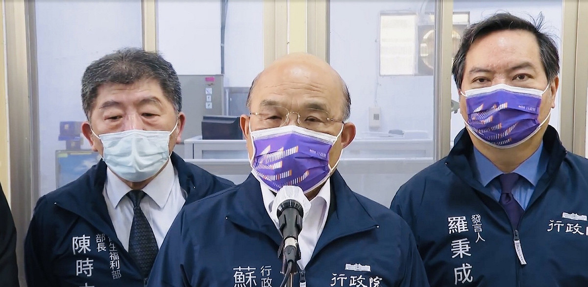 行政院長蘇貞昌今（11）天赴桃園市視察原能會核研所「食品放射性檢測樣品計測實驗室」檢測作業前受訪。 圖：擷自直播畫面