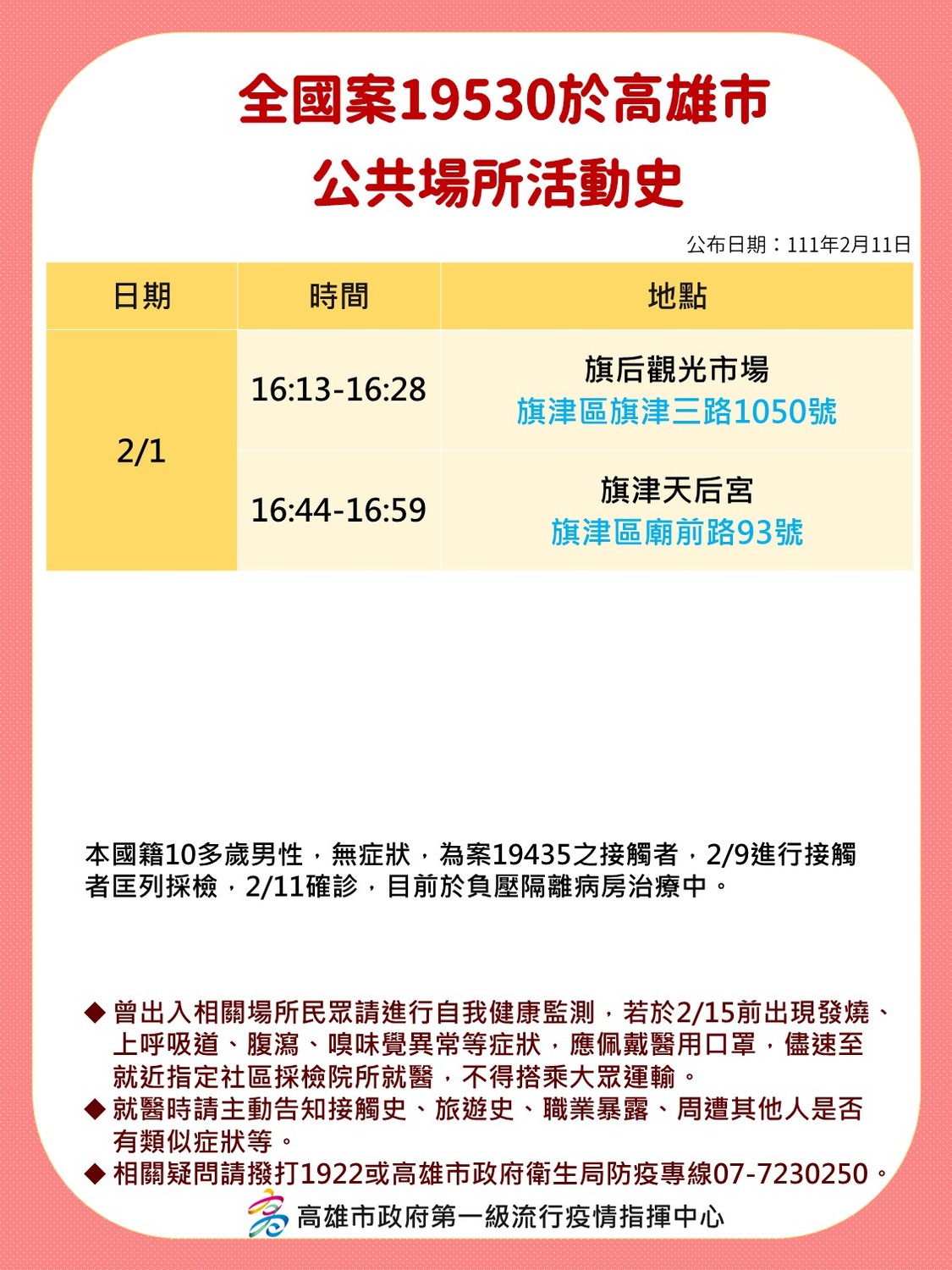 案19530足跡。 圖：高雄市衛生局提供