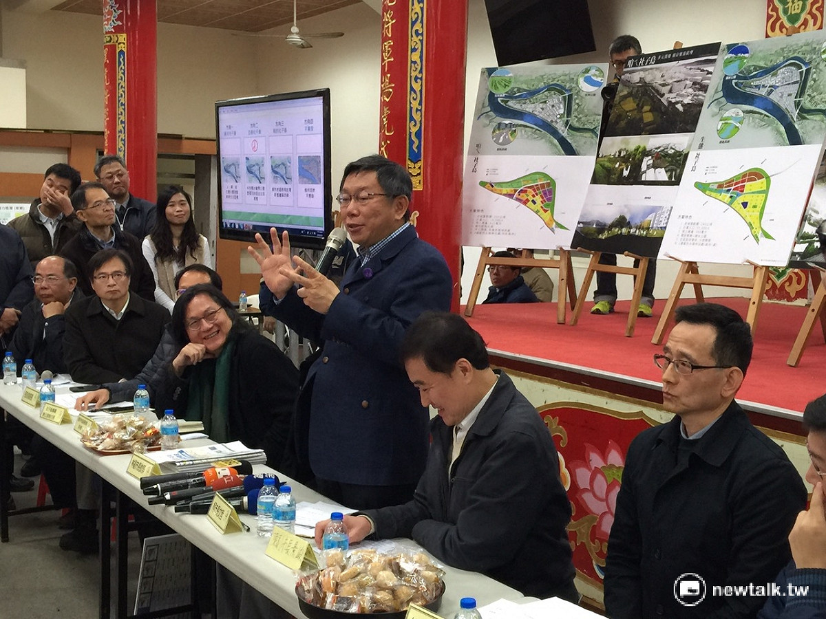 社子島開發案i-Voting下週登場，台北市長柯文哲21日下午前往社子島進行宣傳。 圖：劉奕霆/攝