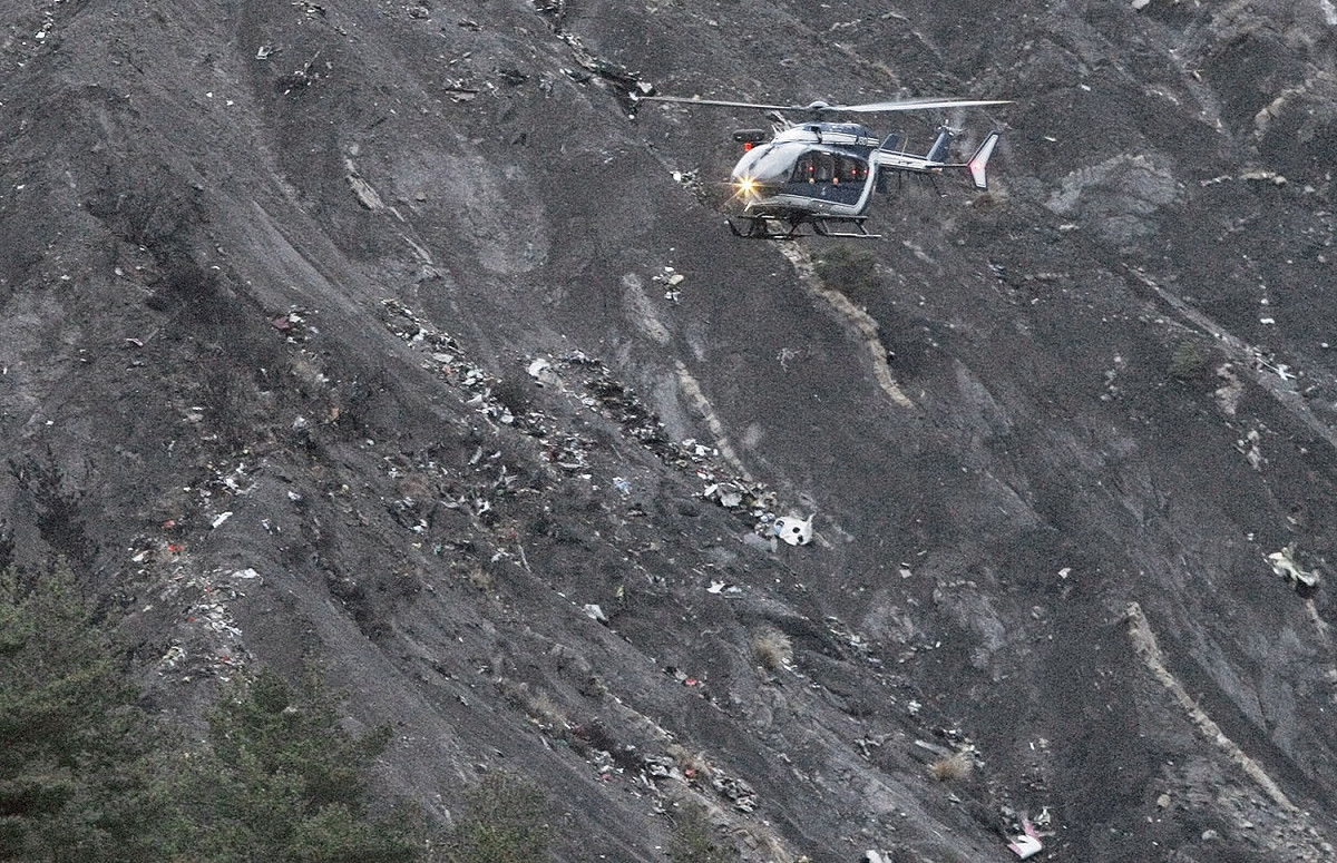 德國廉航Germanwings飛機墜毀在陡峭山區，機上150人全數罹難。 圖：達志影像/美聯社資料照片